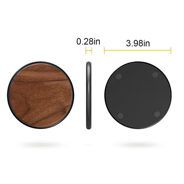 15W Slim Wooden QI Wireless Fast Charging Pad Laser Custom