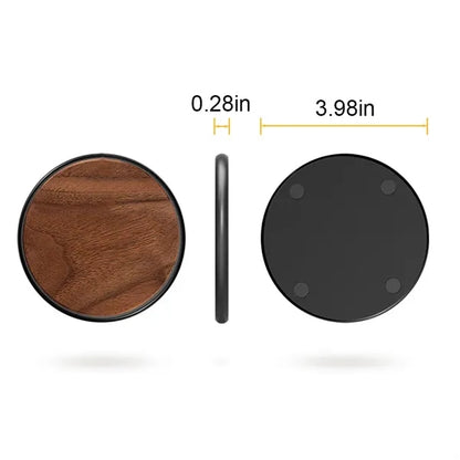 15W Slim Wooden QI Wireless Fast Charging Pad Laser Custom