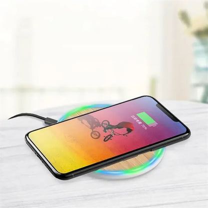 15W Slim Wooden QI Wireless Fast Charging Pad Laser Custom