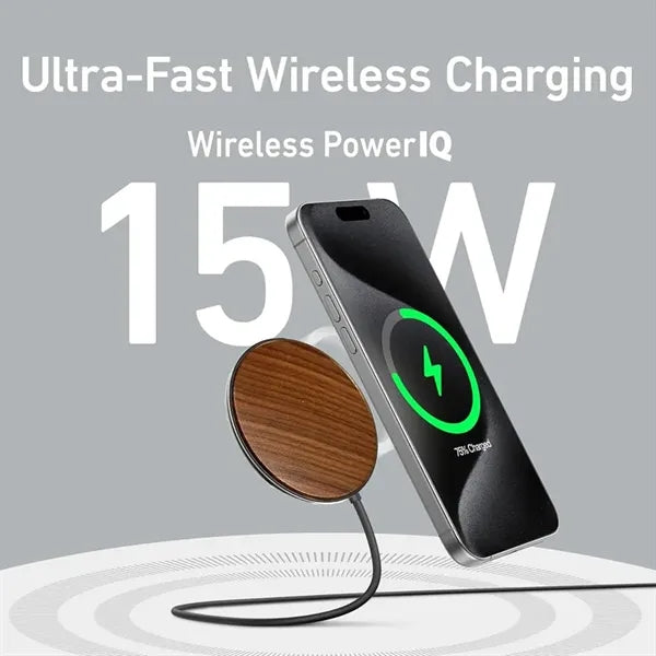 15W Slim Wooden QI Wireless Fast Charging Pad Laser Custom