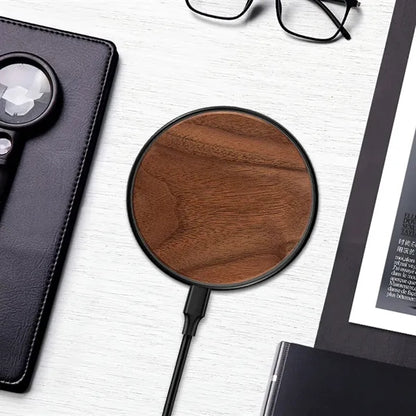 15W Slim Wooden QI Wireless Fast Charging Pad Laser Custom