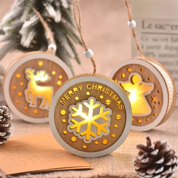 Wooden Light Up Christmas Ornaments