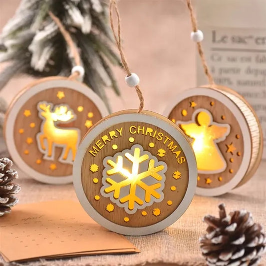 Wooden Light Up Christmas Ornaments