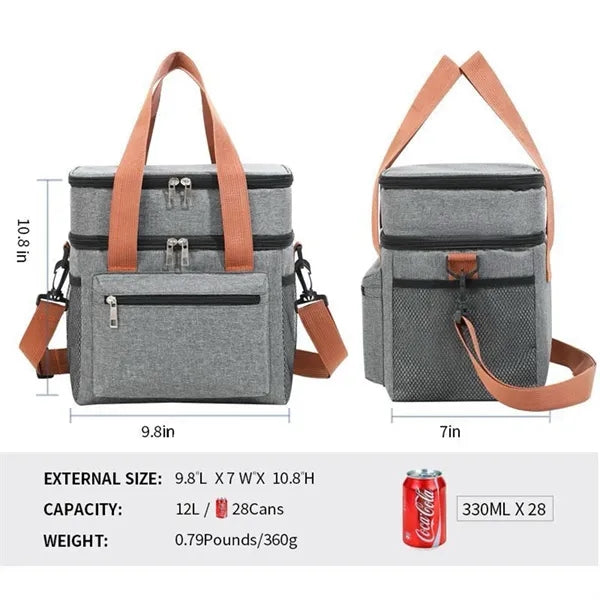 12L Double Insulated Lunch Bag Cooler Picnic Box