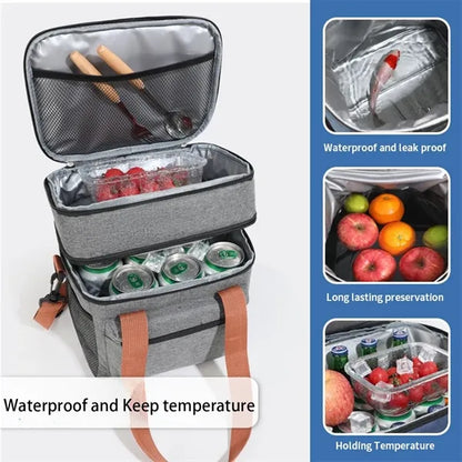 12L Double Insulated Lunch Bag Cooler Picnic Box