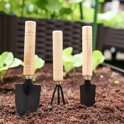 3pcs Mini Garden Shovel Tool With Wooden Handle