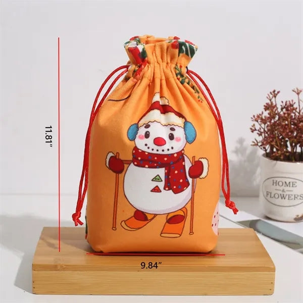 Polyester Christmas Drawstring Gift Bag