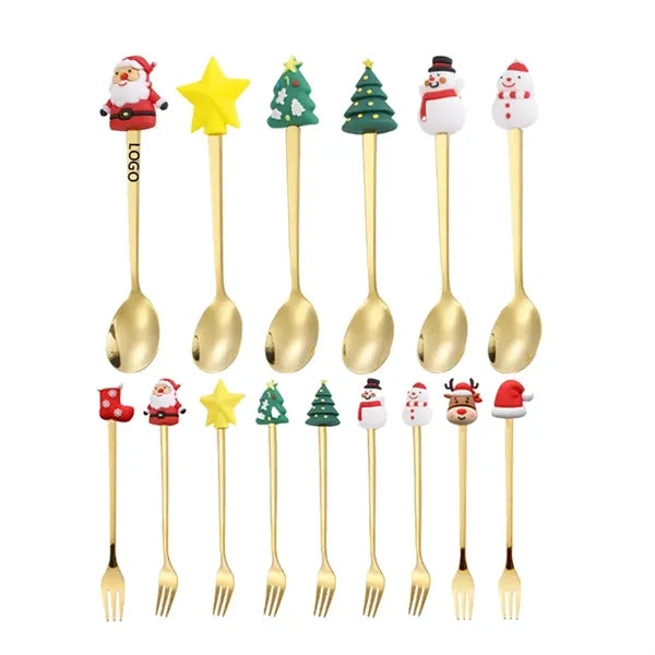 Christmas Stainless Steel Fork and Spoon