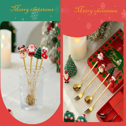 Christmas Stainless Steel Fork and Spoon