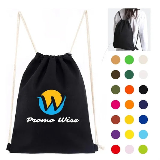 Canvas Cotton Drawstring Backpack Bag Sport Gym Sackpack