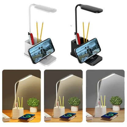 Rechargeable Adjustable Desk Lamp with Wireless Charging