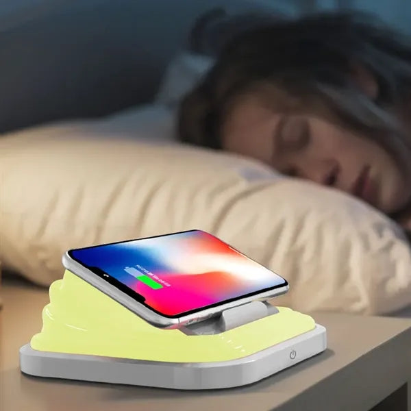 Foldable Ambient Light With Wireless Recharging Phone Holder
