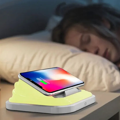 Foldable Ambient Light With Wireless Recharging Phone Holder