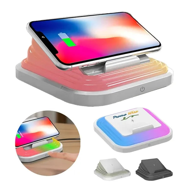 Foldable Ambient Light With Wireless Recharging Phone Holder
