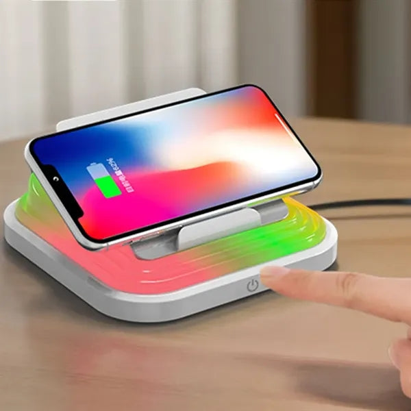Foldable Ambient Light With Wireless Recharging Phone Holder