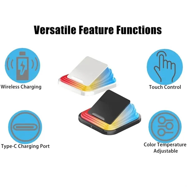 Foldable Ambient Light With Wireless Recharging Phone Holder