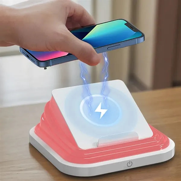 Foldable Ambient Light With Wireless Recharging Phone Holder