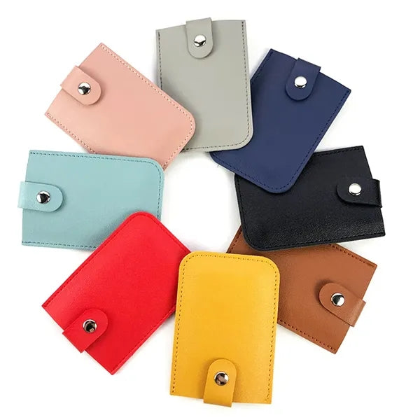 Slim Pull-Out Snap Closure Leather Card Holder Wallet