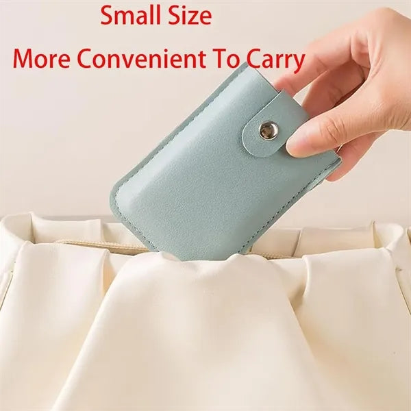 Slim Pull-Out Snap Closure Leather Card Holder Wallet
