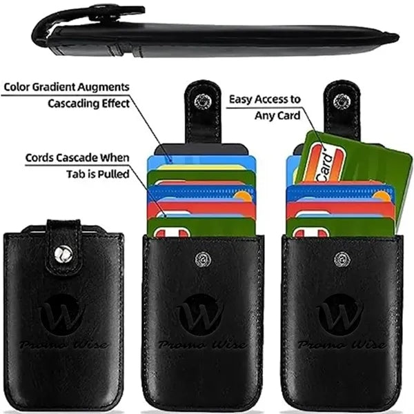 Slim Pull-Out Snap Closure Leather Card Holder Wallet
