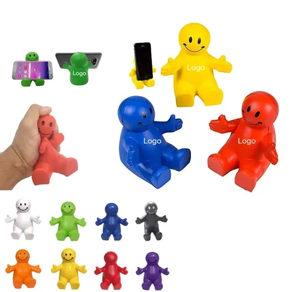 Fun Colorful Squeezable Smile Face Guy Phone Holders