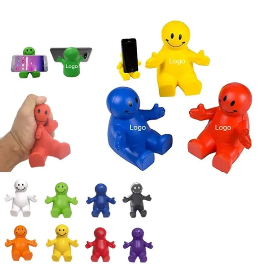 Fun Colorful Squeezable Smile Face Guy Phone Holders