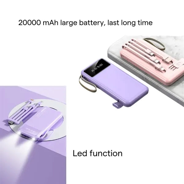 20,000 mAh Power Bank with 4-in-1 Cable LED Function