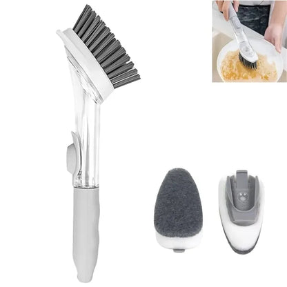 Soap Dispensing Dish Brush with Sponge Accessories