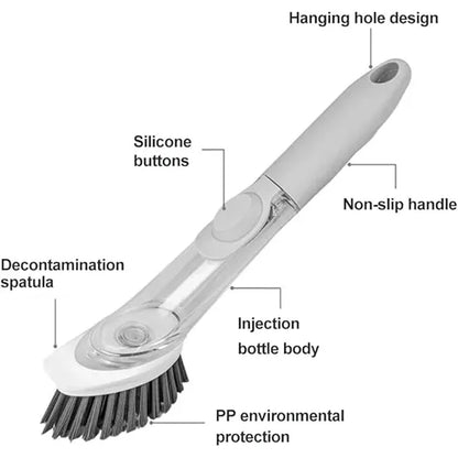 Soap Dispensing Dish Brush with Sponge Accessories