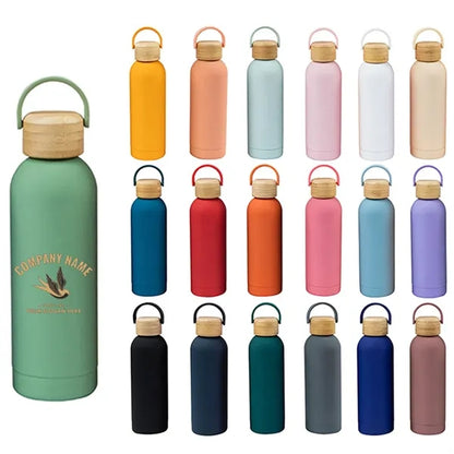 Thermos Cup With Bamboo Lid And Handle