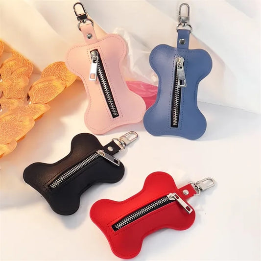 PU Leather Dog Poop Bag Dispenser For Portable Garbage Box