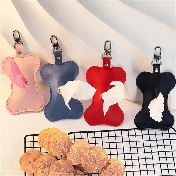 PU Leather Dog Poop Bag Dispenser For Portable Garbage Box