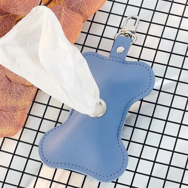 PU Leather Dog Poop Bag Dispenser For Portable Garbage Box