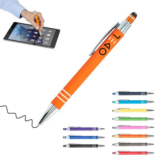 3 Rings Rubberized Metal Stylus Pen