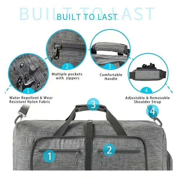 Foldable Travel Gym Duffel Bag With Shoes Compartment