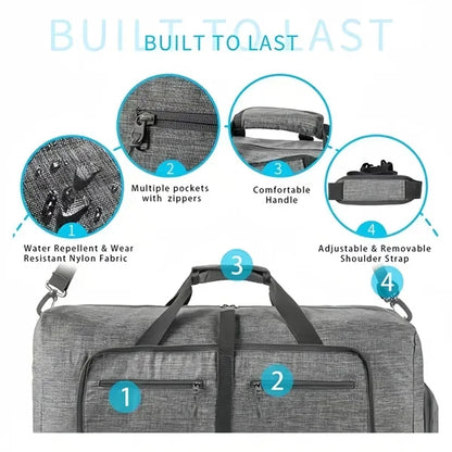 Foldable Travel Gym Duffel Bag With Shoes Compartment