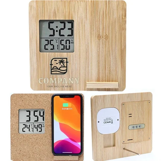 Wooden Digital Alarm Clock Wireless Charger