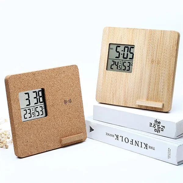 Wooden Digital Alarm Clock Wireless Charger