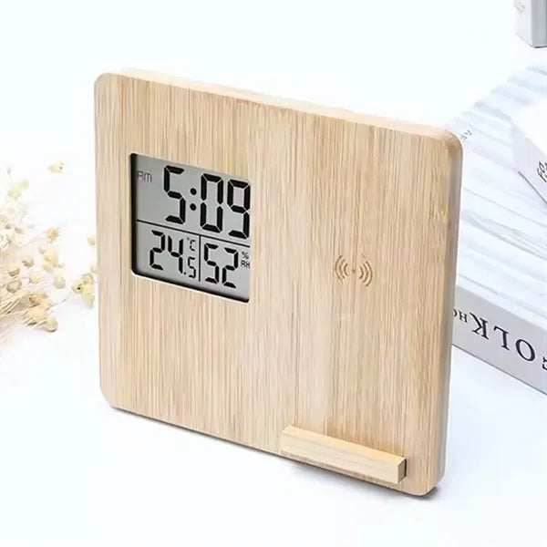Wooden Digital Alarm Clock Wireless Charger