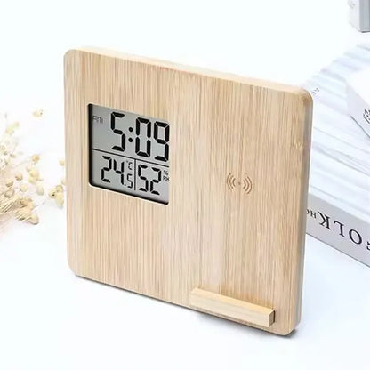 Wooden Digital Alarm Clock Wireless Charger