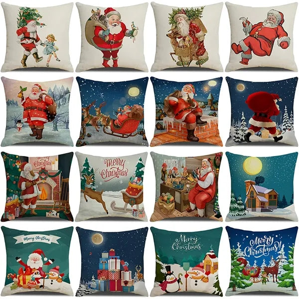 Christmas Linen Decoration Cushion Pillowcase