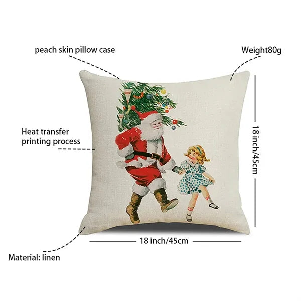 Christmas Linen Decoration Cushion Pillowcase