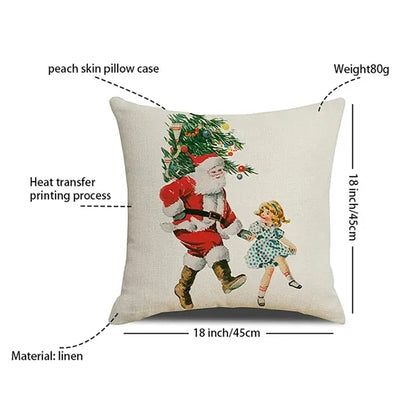 Christmas Linen Decoration Cushion Pillowcase