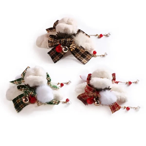 Xmas Plaid Bows Hairpins Claw Clip