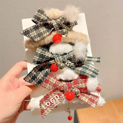 Xmas Plaid Bows Hairpins Claw Clip