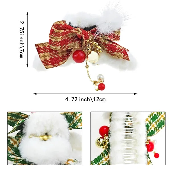 Xmas Plaid Bows Hairpins Claw Clip