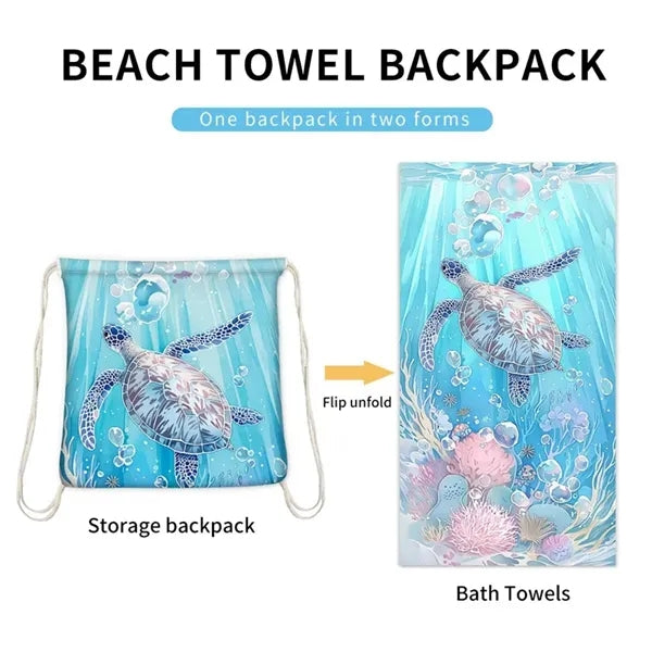 2 in 1 Custom Microfiber Beach Towel Bag