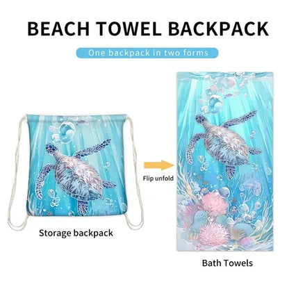 2 in 1 Custom Microfiber Beach Towel Bag