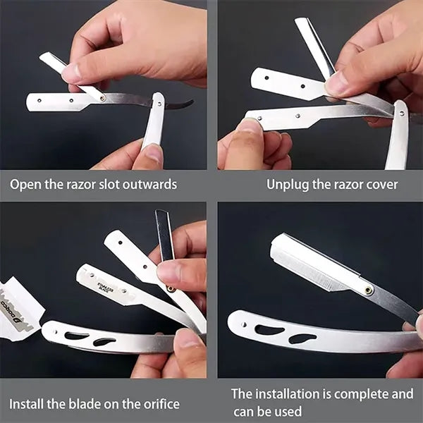 Folding Stainless Steel Straight Edge Barber Shaving Razor