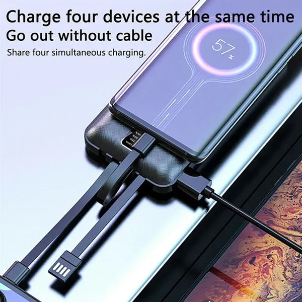 10000mAh Charger Power Bank Built in 4 Charging Cables
